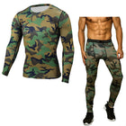 Men's Bodybuilding Compression Tights & Shirt With Long Sleeves - Blue Force Sports