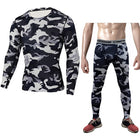 Men's Bodybuilding Compression Tights & Shirt With Long Sleeves - Blue Force Sports
