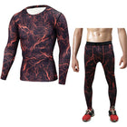 Men's Bodybuilding Compression Tights & Shirt With Long Sleeves - Blue Force Sports