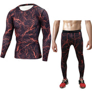 Men's Bodybuilding Compression Tights & Shirt With Long Sleeves - Blue Force Sports