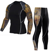 (Running Set) Men's Compression Tight Suit - Blue Force Sports