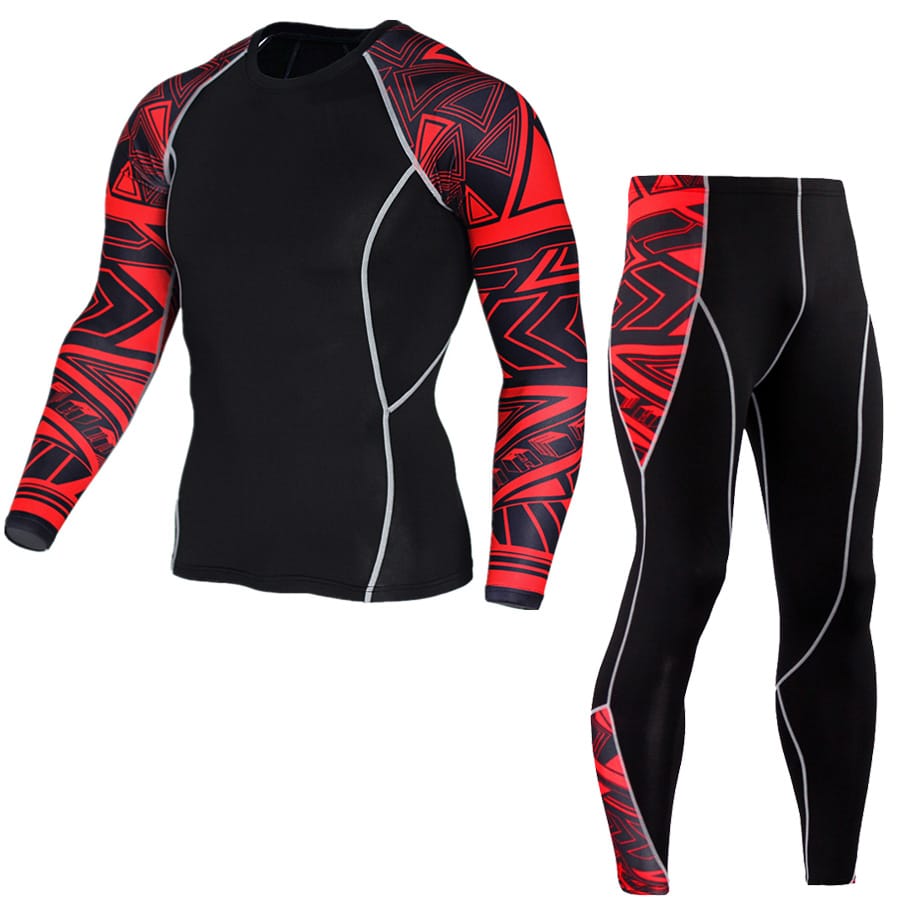 (Running Set) Men's Compression Tight Suit - Blue Force Sports