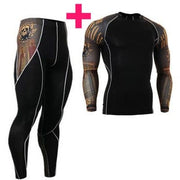 (Running Set) Men's Compression Tight Suit - Blue Force Sports