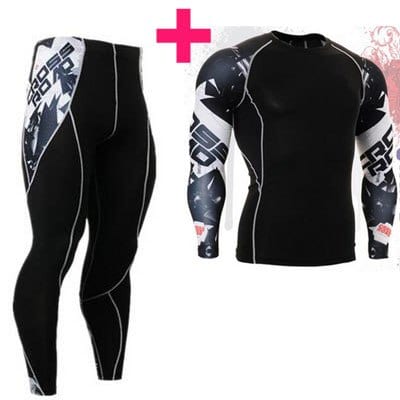 (Running Set) Men's Compression Tight Suit - Blue Force Sports