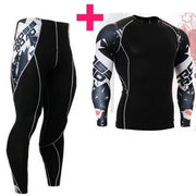 (Running Set) Men's Compression Tight Suit - Blue Force Sports