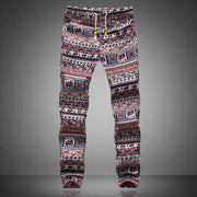 Men's Colorful Boho Pattern Linen Pants - Blue Force Sports