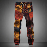 Men's Colorful Boho Pattern Linen Pants - Blue Force Sports