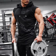 Men's Asymmetric Print Hooded Tank Top - Blue Force Sports