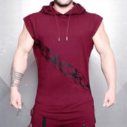 Men's Asymmetric Print Hooded Tank Top - Blue Force Sports