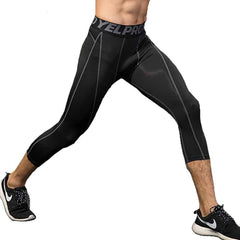 Compression Fitness Men's Crop Leggings - Blue Force Sports