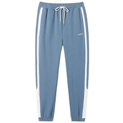 Blue / Black Cotton Striped Joggers for Men
