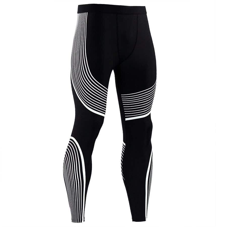 Men's Striped Pattern Compression Leggings - Blue Force Sports