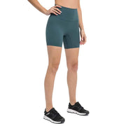 Women's Solid Color High Waist Yoga Shorts - Blue Force Sports