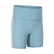 Women's Solid Color High Waist Yoga Shorts - Blue Force Sports