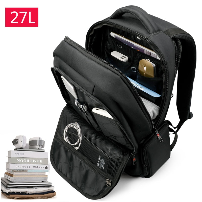 Anti-Theft Solid Unisex Travel Laptop Backpack with USB - Blue Force Sports