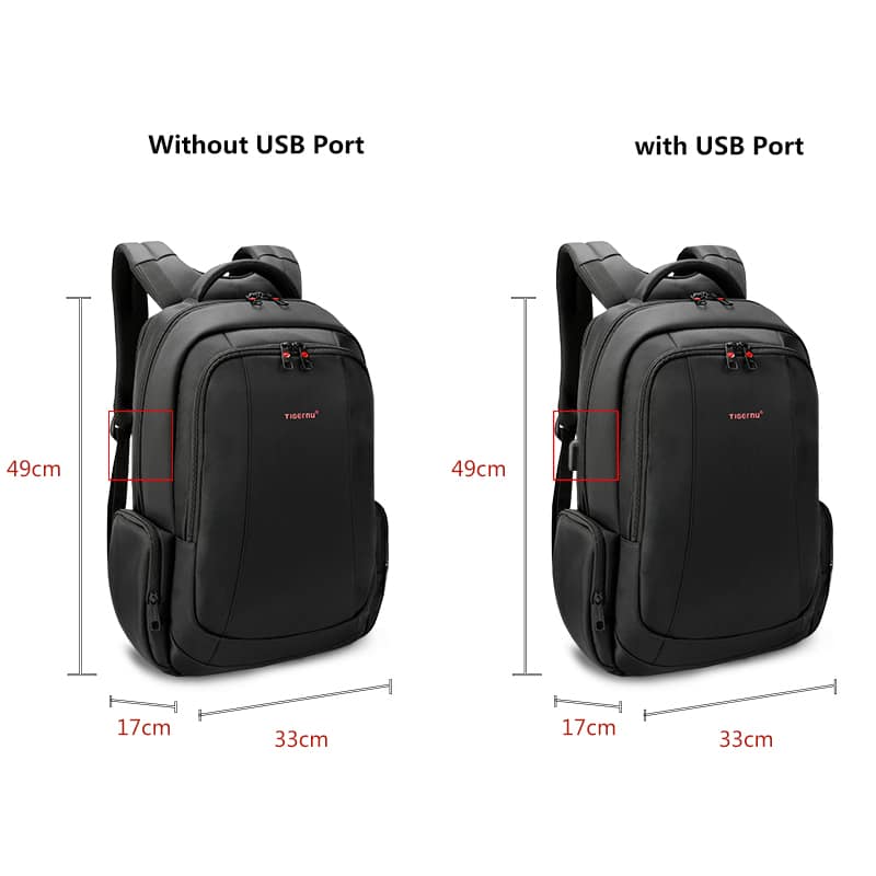 Anti-Theft Solid Unisex Travel Laptop Backpack with USB - Blue Force Sports