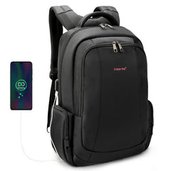 Anti-Theft Solid Unisex Travel Laptop Backpack with USB - Blue Force Sports