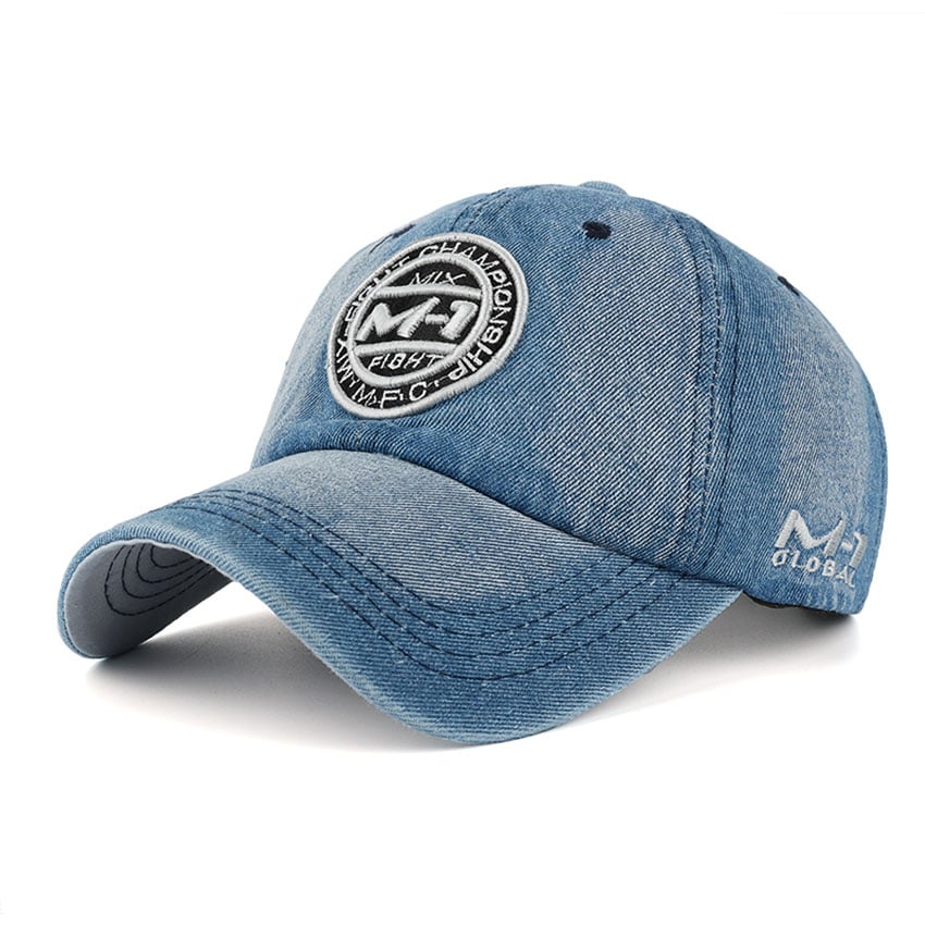 Demin Baseball Cap with Embroidery - Blue Force Sports