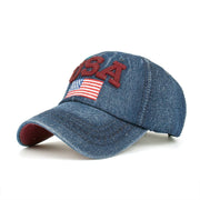 Demin Baseball Cap with Embroidery - Blue Force Sports