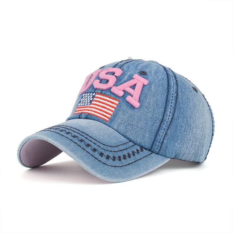 Demin Baseball Cap with Embroidery - Blue Force Sports