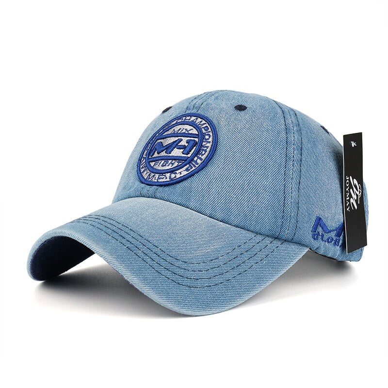 Demin Baseball Cap with Embroidery - Blue Force Sports