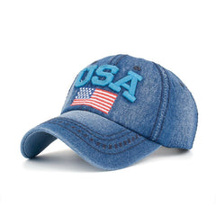 Demin Baseball Cap with Embroidery - Blue Force Sports