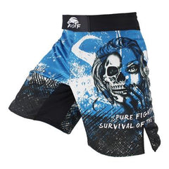 Breathable Loose Printed Muay Thai Trunks - Blue Force Sports