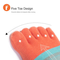 Colorful Coolmax Athletic Toe Socks 3 Pairs Set
