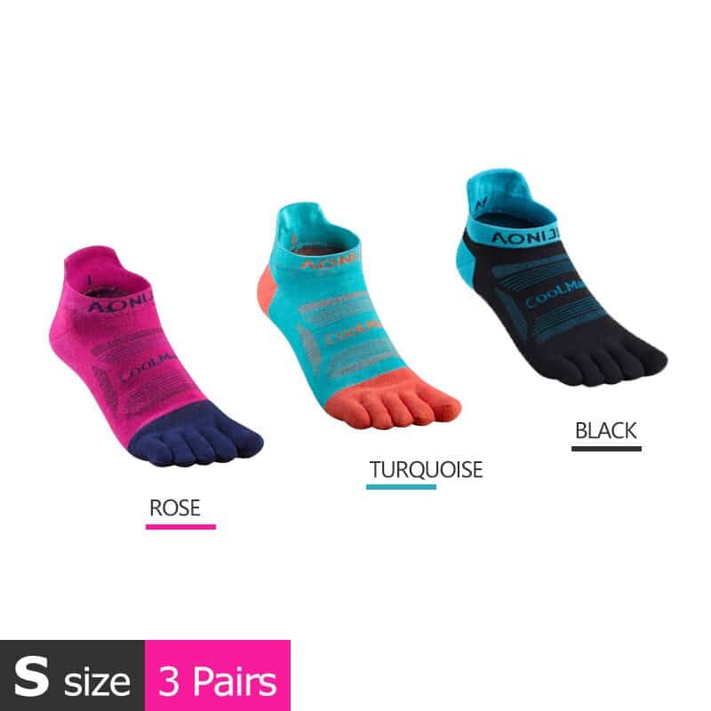 Colorful Coolmax Athletic Toe Socks 3 Pairs Set - Blue Force Sports