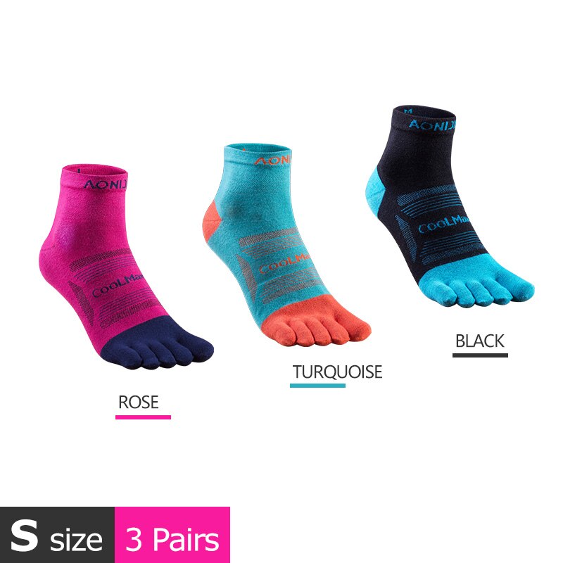 Colorful Coolmax Athletic Toe Socks 3 Pairs Set - Blue Force Sports