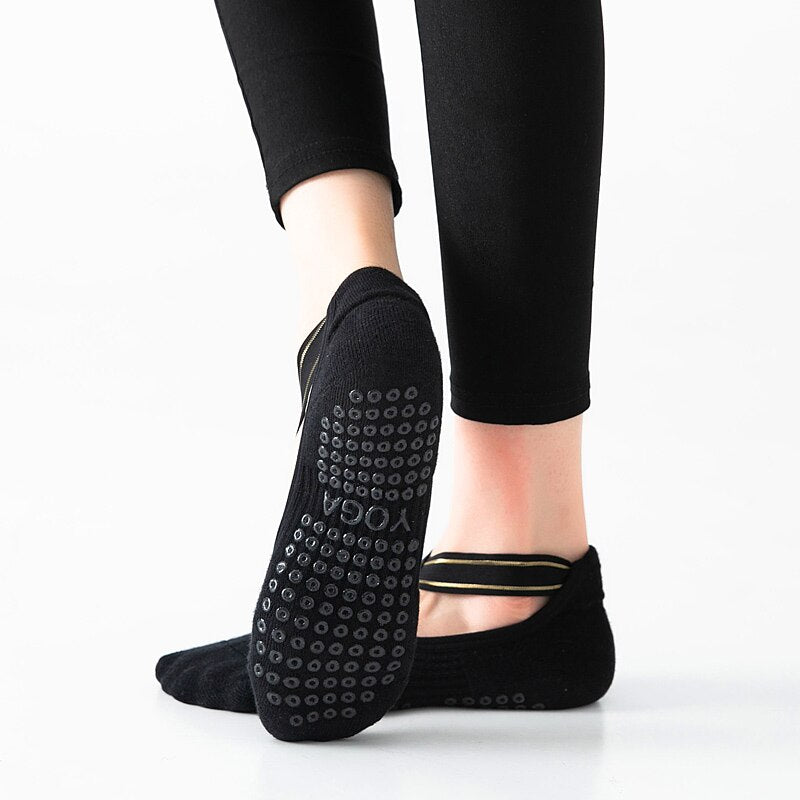 Women's Contrast Criss Cross Design Yoga Socks - Blue Force Sports