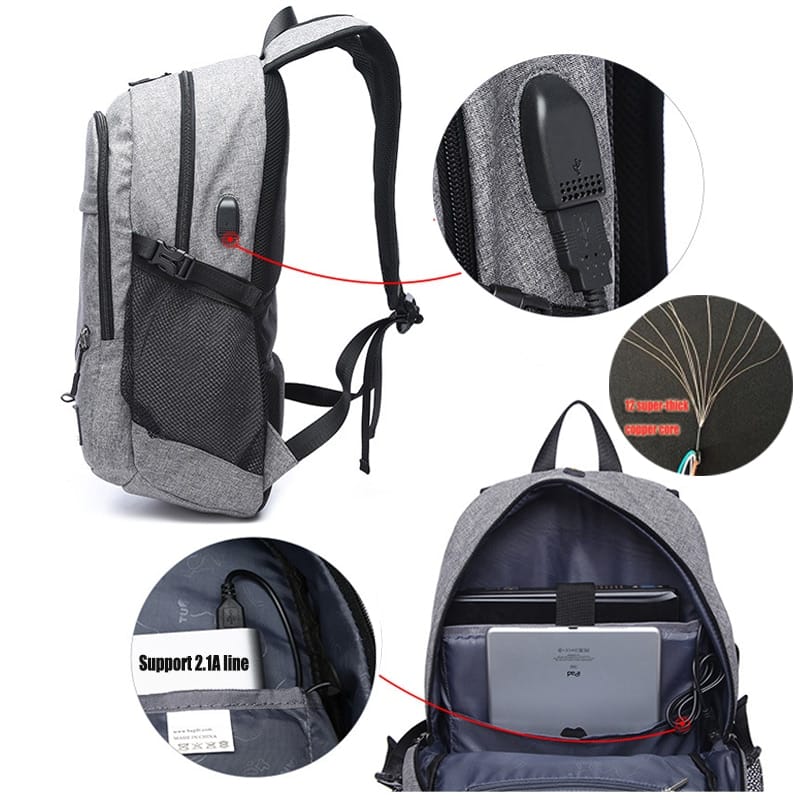 Basketball Ball Net USB Port Sports Backpack - Blue Force Sports
