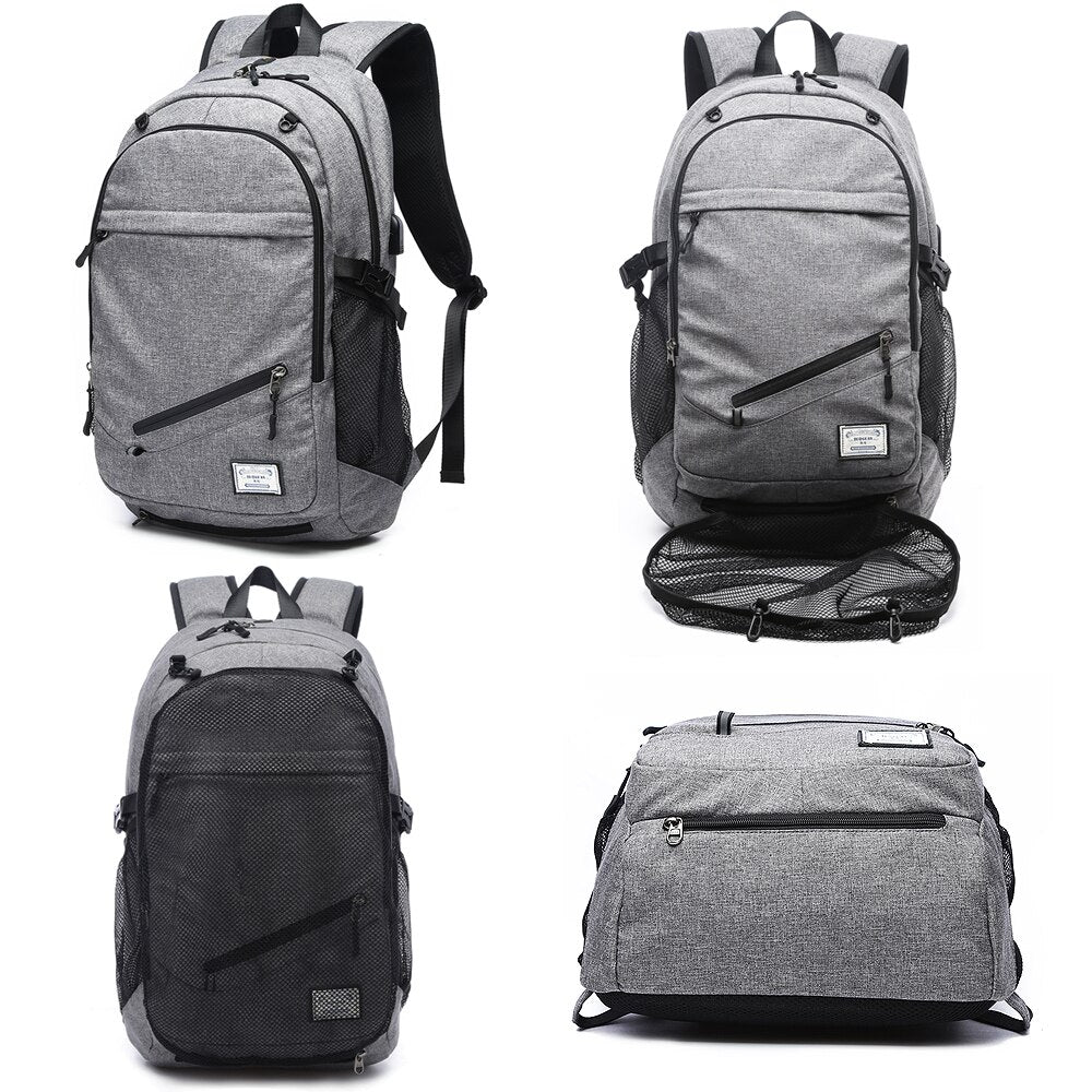 USB Canvas Backpack with Mesh Bag - Blue Force Sports