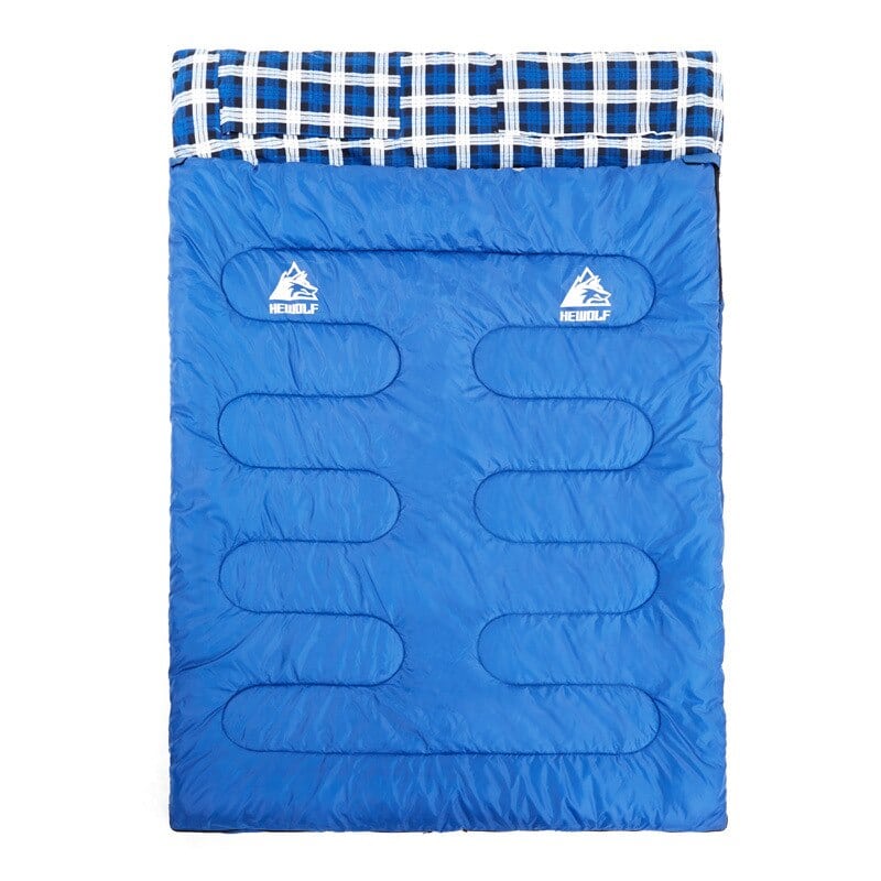 Plaid Detailed Double Sleeping Bag - Blue Force Sports