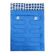 Plaid Detailed Double Sleeping Bag - Blue Force Sports