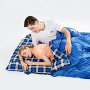 Plaid Detailed Double Sleeping Bag - Blue Force Sports