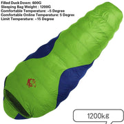 Warm Sleeping Bag with Duck Down Filling - Blue Force Sports