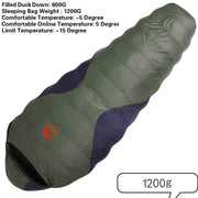 Warm Sleeping Bag with Duck Down Filling - Blue Force Sports