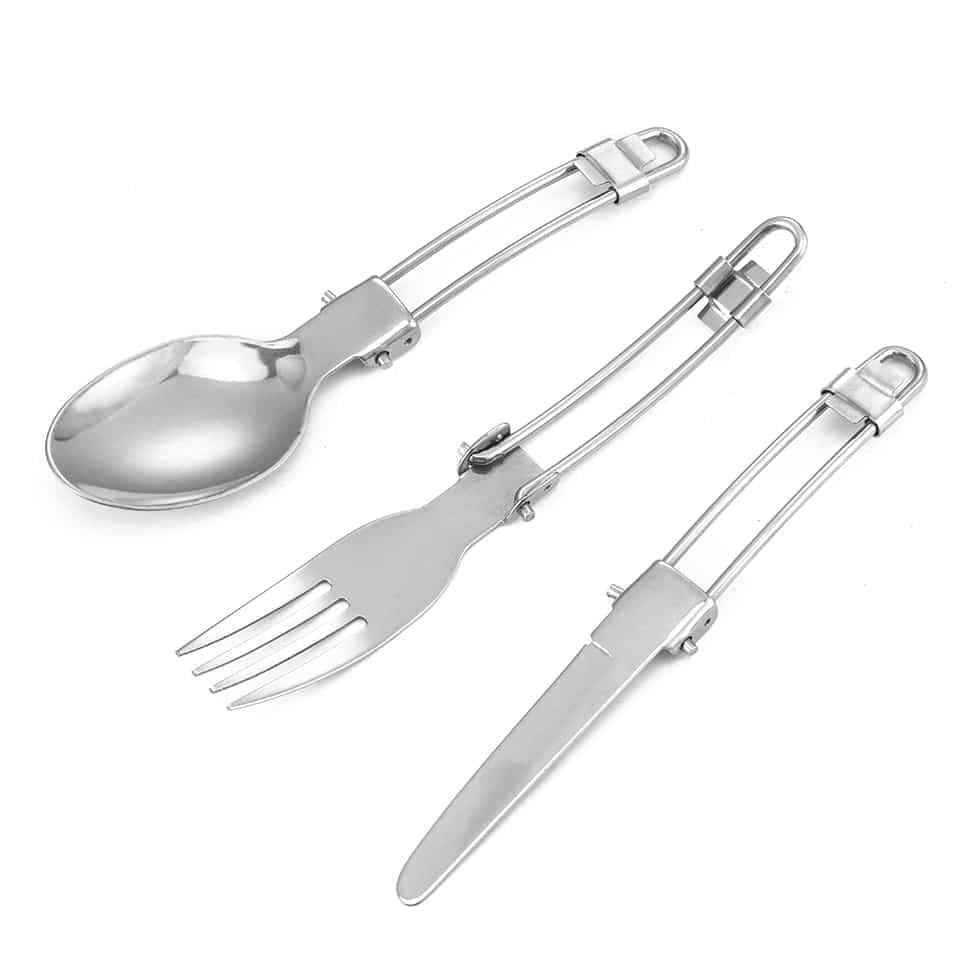 Foldable Ultralight Stainless Steel Cutlery for Car Camping - Blue Force Sports