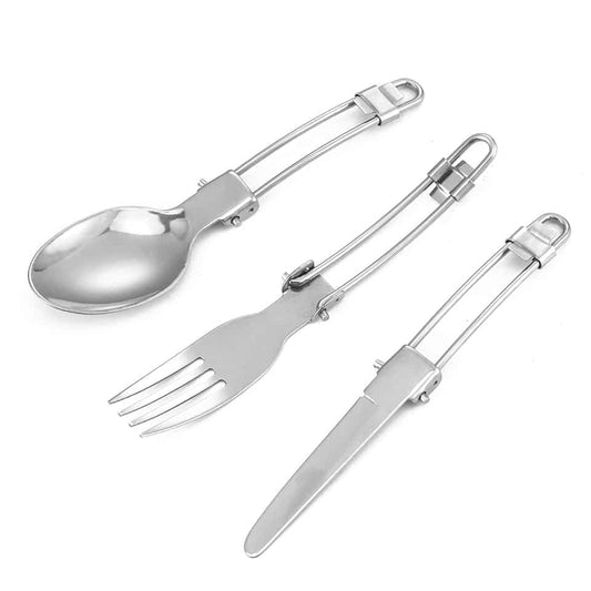 Foldable Ultralight Stainless Steel Cutlery for Car Camping - Blue Force Sports