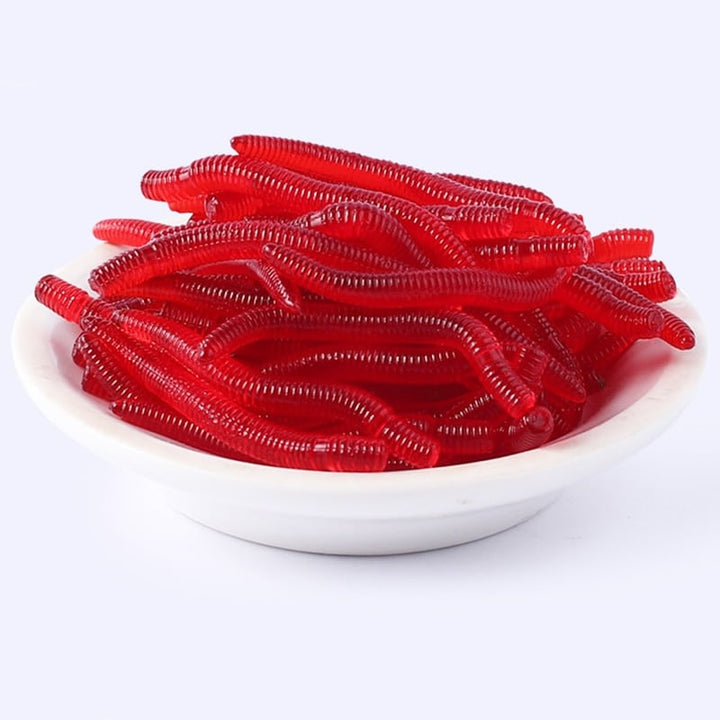 Mini Soft Scented Red Worm Lures Set - Blue Force Sports