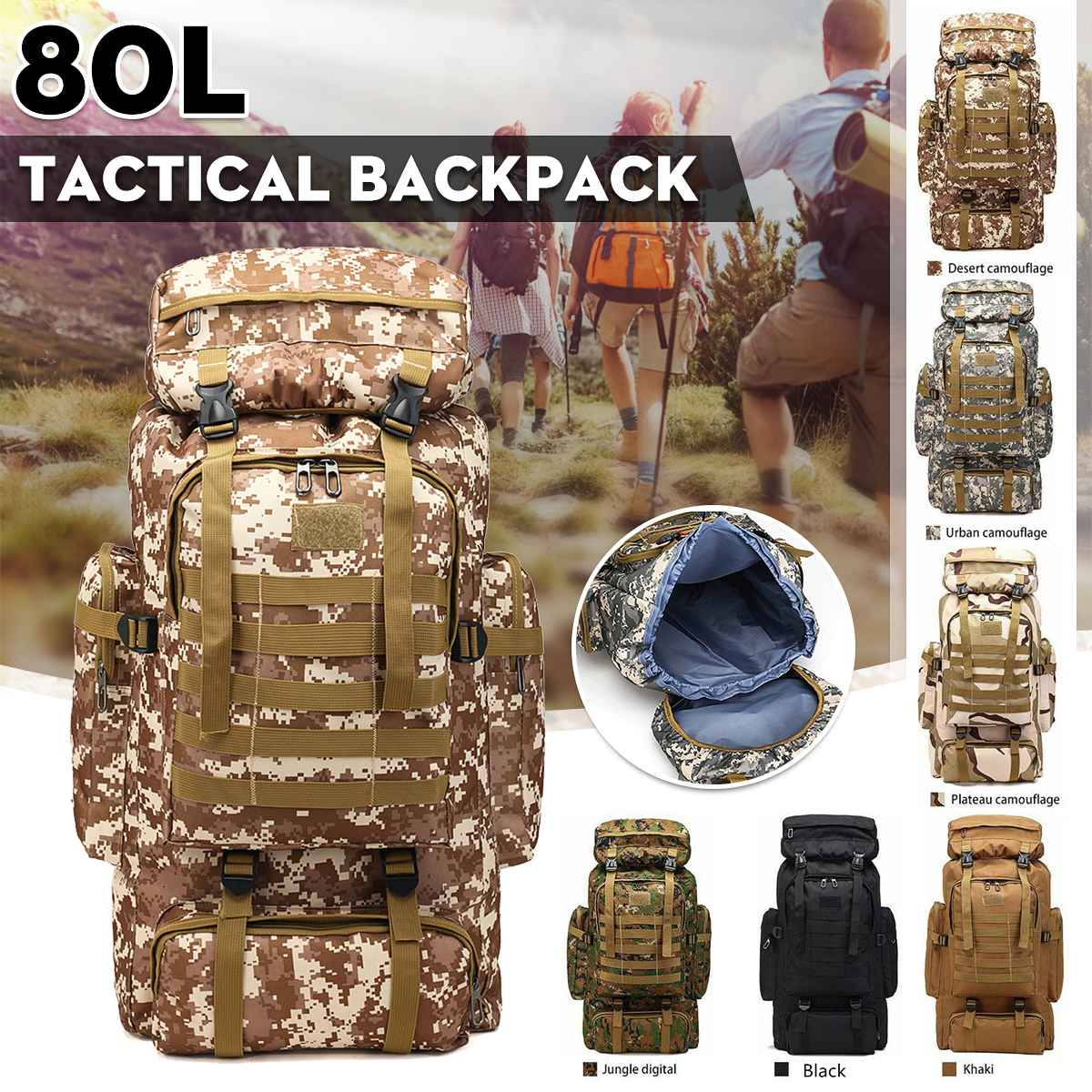 80L Outdoor Military Oxford Backpack - Blue Force Sports
