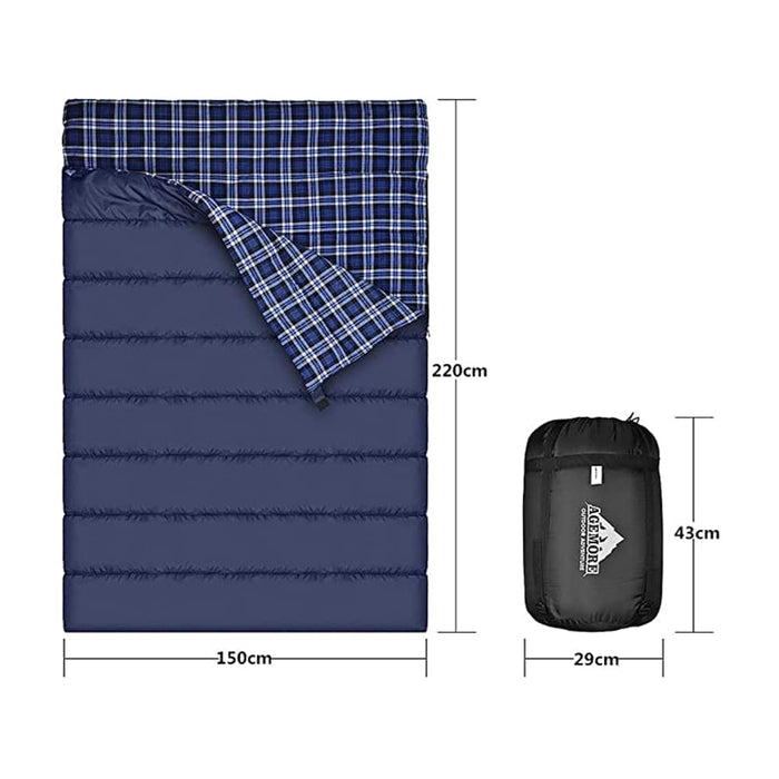 Plaid Lining Double Sleeping Bag - Blue Force Sports