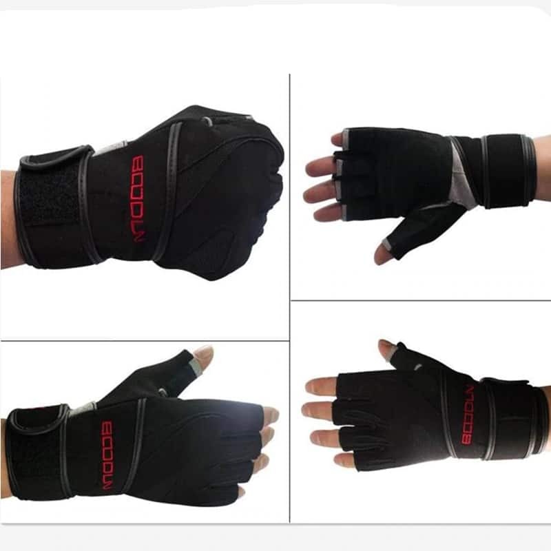 Men's Genuine Leather Half Finger Crossfit Gloves - Blue Force Sports