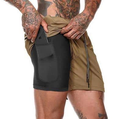 2 in 1 Men's Elastic Gym Shorts - Blue Force Sports