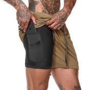 2 in 1 Men's Elastic Gym Shorts - Blue Force Sports