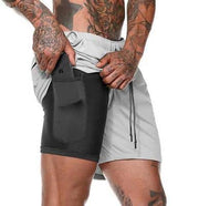 2 in 1 Men's Elastic Gym Shorts - Blue Force Sports