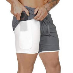 2 in 1 Men's Elastic Gym Shorts