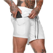 2 in 1 Men's Elastic Gym Shorts - Blue Force Sports
