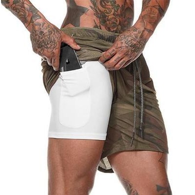 2 in 1 Men's Elastic Gym Shorts - Blue Force Sports